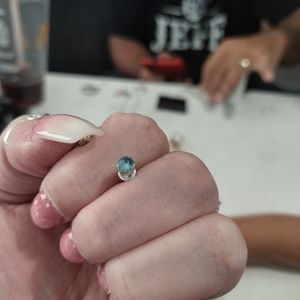 One single blue stone earring